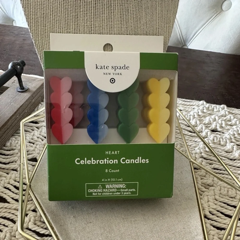 Kate Spade Heart Celebration Candles - 8 count - New in Box
